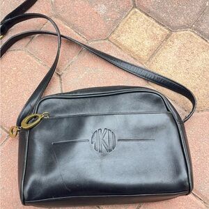 Anne Klein vintage black leather crossbody